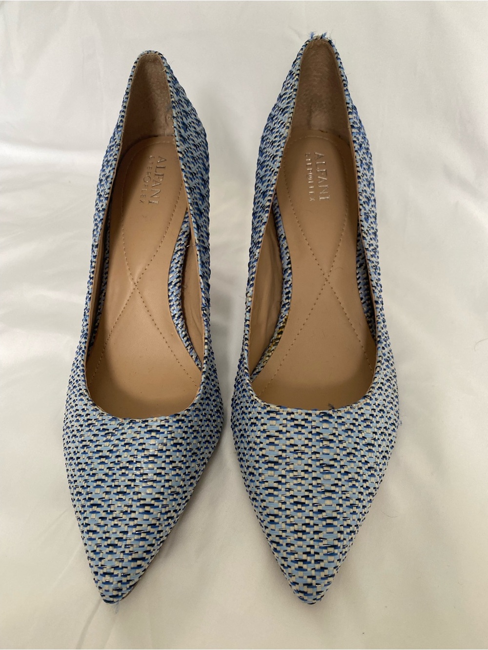 Alfani Blue & White Woven Pointed Pumps